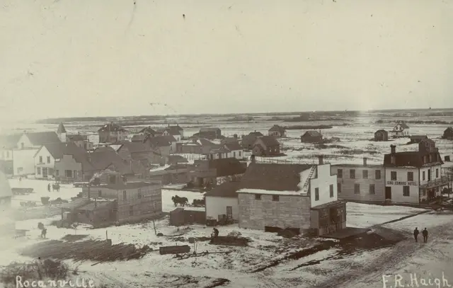 Bird's-eye view of Rocanville with the King Edward Hotel